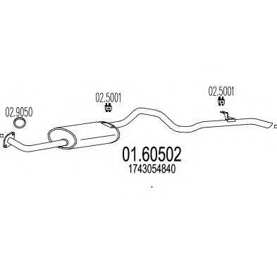 Глушитель выхлопных газов конечный 01.60502 MTS