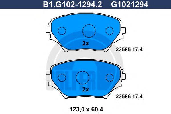 Комплект тормозных колодок, дисковый тормоз B1.G102-1294.2 GALFER