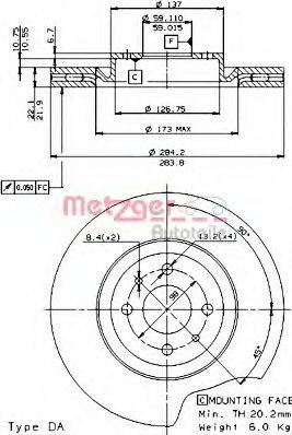 Тормозной диск 24273 E METZGER