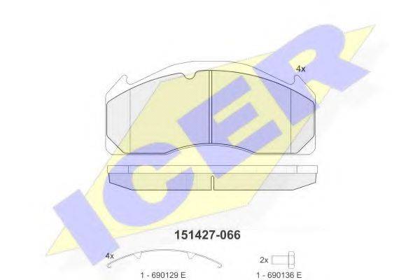 Комплект тормозных колодок, дисковый тормоз 151427 G ICER