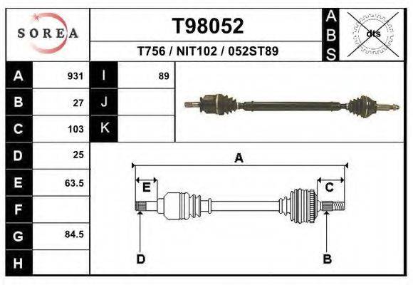 Приводной вал T98052 EAI