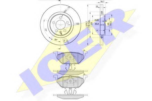 Комплект тормозов, дисковый тормозной механизм 31338-5603 ICER