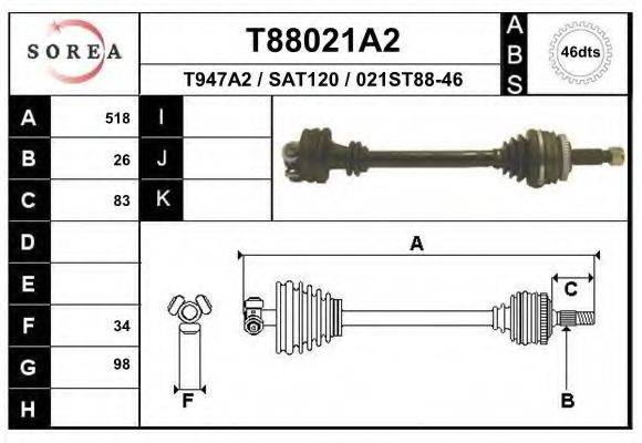 Приводной вал T88021A2 EAI