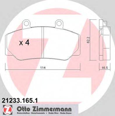 Комплект тормозных колодок, дисковый тормоз 21233.165.1 ZIMMERMANN