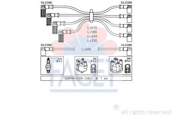 Комплект проводов зажигания 4.9002 FACET