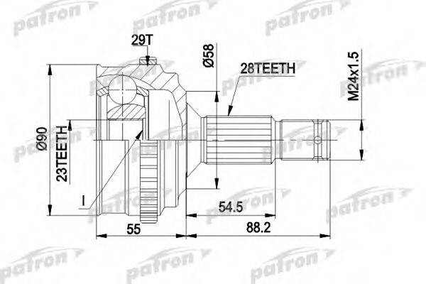 Шарнирный комплект, приводной вал PCV1263 PATRON