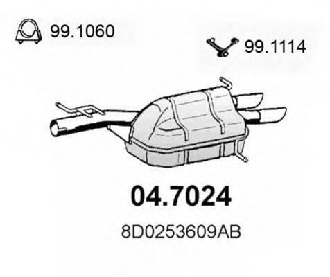 Глушитель выхлопных газов конечный 04.7024 ASSO