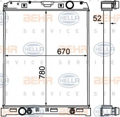 Радиатор, охлаждение двигателя 8MK 376 758-051 HELLA