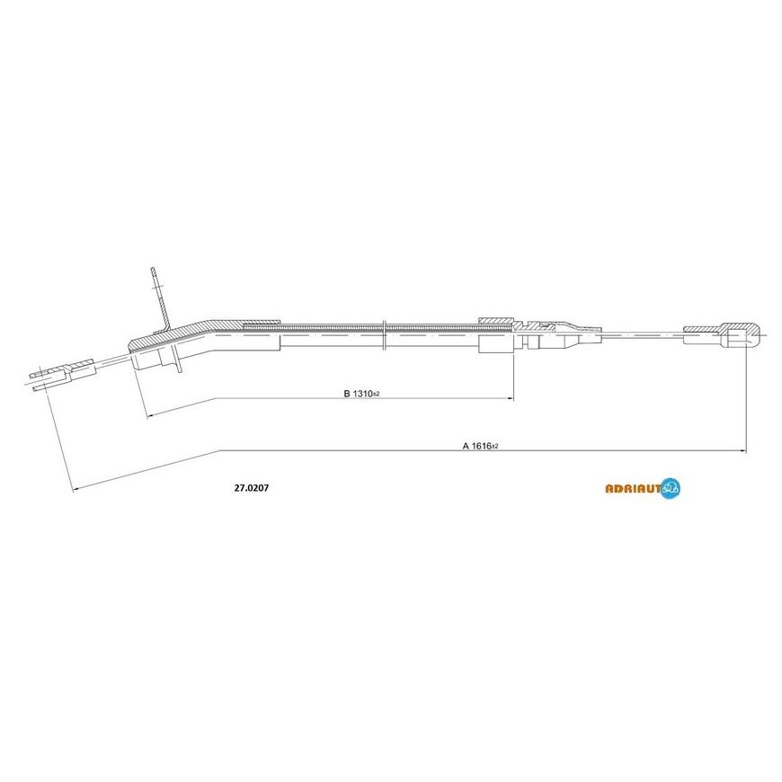 Трос стояночного тормоза задний правый 1625mm/1330mm 27.0207 ADRIAUTO