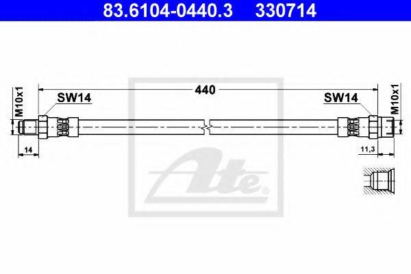 Тормозной шланг 83.6104-0440.3 ATE