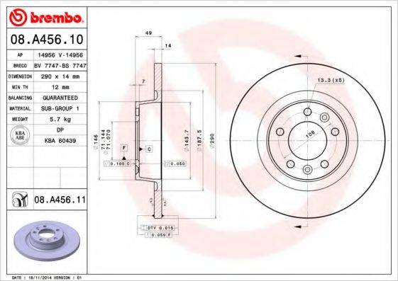 Рисунок 08.A456.10 BREMBO