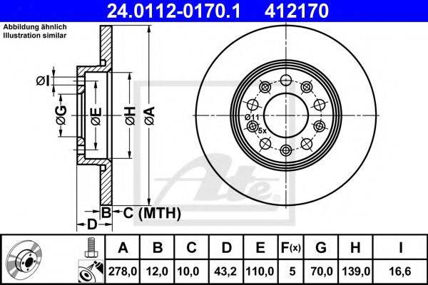 Тормозной диск 24.0112-0170.1 ATE