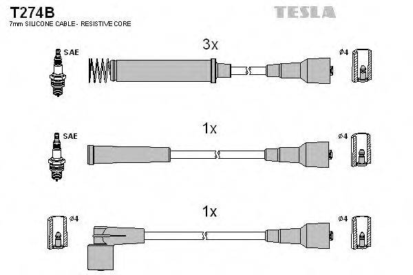 Комплект проводов зажигания T274B TESLA