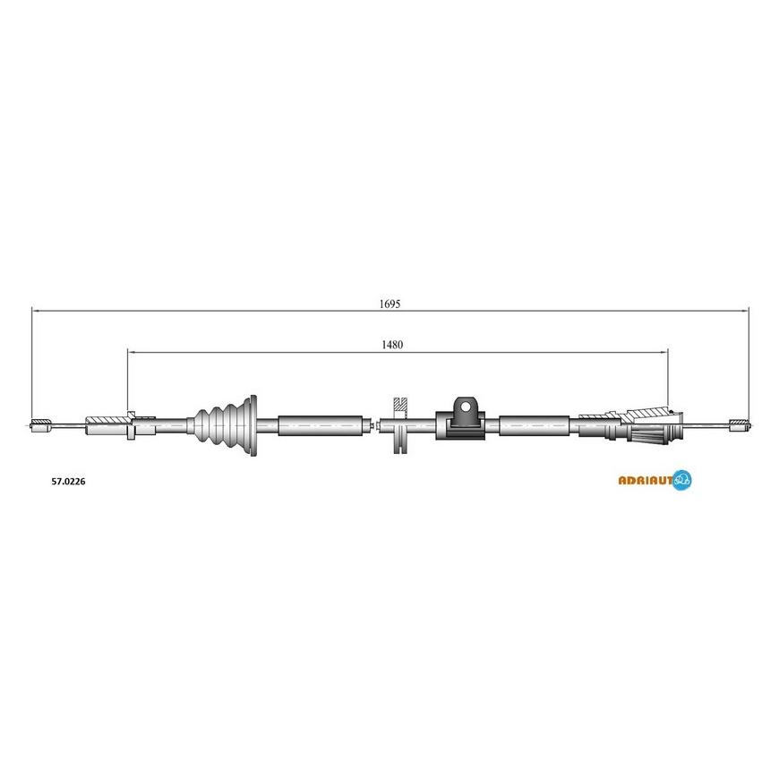 Трос стояночного тормоза задний левый/правый 1680mm/1450mm 57.0226 ADRIAUTO