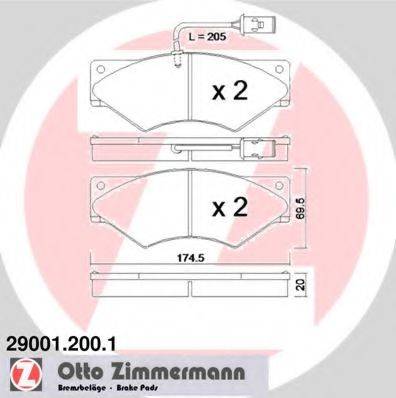 Комплект тормозных колодок, дисковый тормоз 29001.200.1 ZIMMERMANN