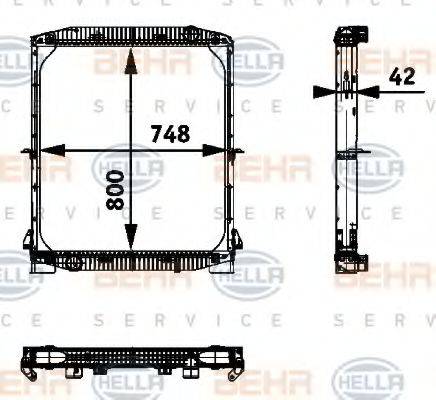 Радиатор, охлаждение двигателя 8MK 376 721-611 HELLA