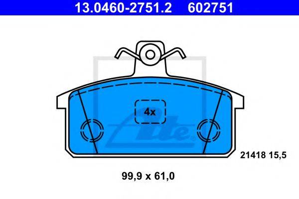 Комплект тормозных колодок, дисковый тормоз 13.0460-2751.2 ATE