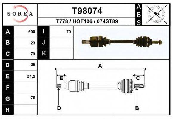 Приводной вал T98074 EAI