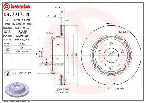 Тормозной диск 09.7217.21 BREMBO