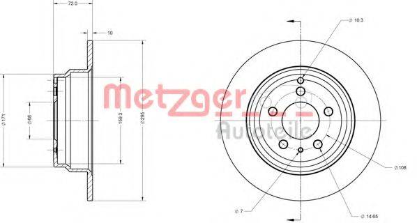 Тормозной диск 6110268 METZGER