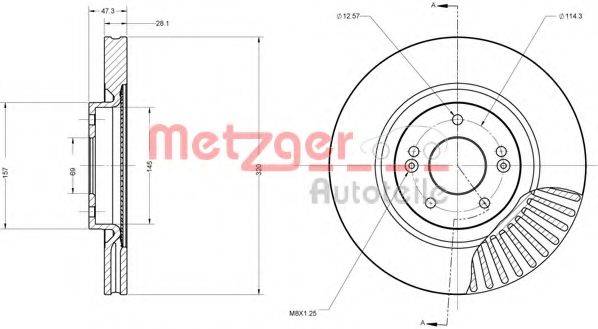 Тормозной диск 6110695 METZGER