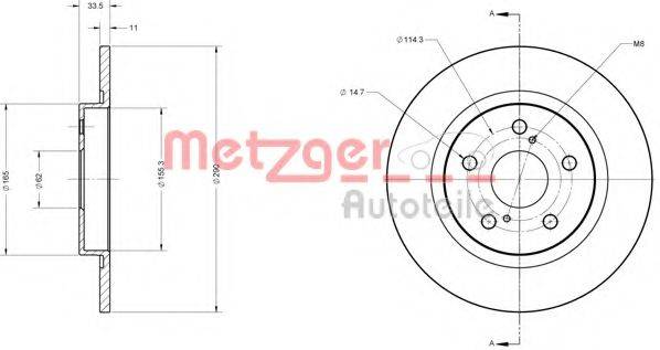 Тормозной диск 6110427 METZGER