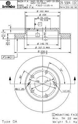 Тормозной диск 09.5584.11 BREMBO