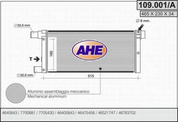 Радиатор, охлаждение двигателя 109.001/A AHE