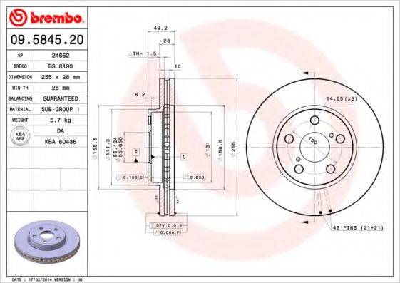 Тормозной диск BS 8193 BRECO