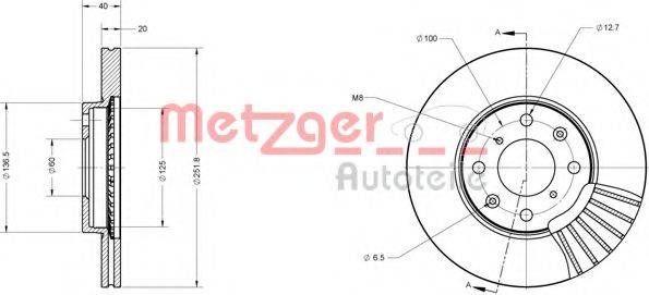 Тормозной диск 6110255 METZGER