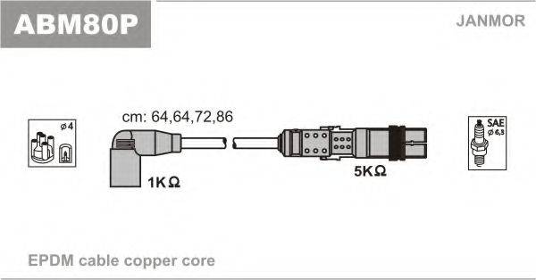 Комплект проводов зажигания ABM80P JANMOR