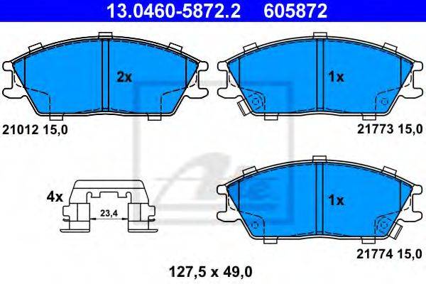 Комплект тормозных колодок, дисковый тормоз 13.0460-5872.2 ATE