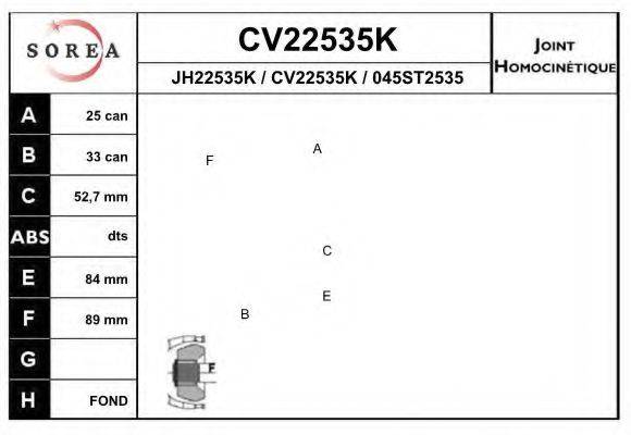 Шарнирный комплект, приводной вал CV22535K EAI