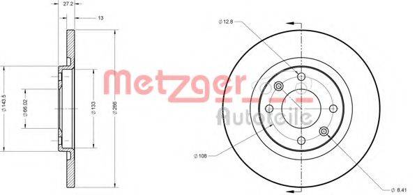 Тормозной диск 6110185 METZGER