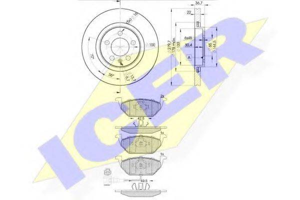 Комплект тормозов, дисковый тормозной механизм 31349-5603 ICER