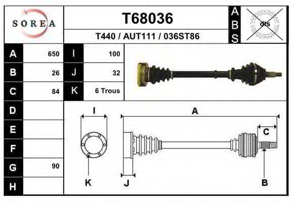 Приводной вал T68036 EAI