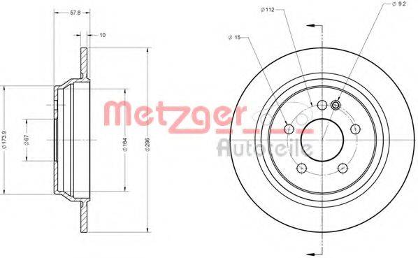 Тормозной диск 6110126 METZGER