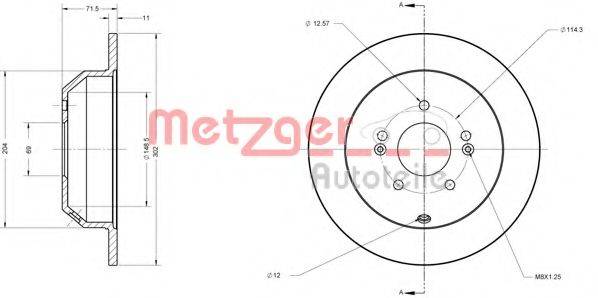 Тормозной диск 6110460 METZGER