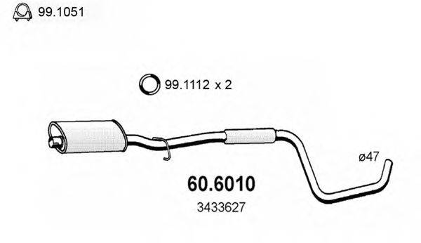 Средний глушитель выхлопных газов 60.6010 ASSO