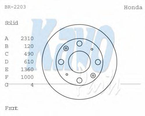 Тормозной диск BR-2203 KAVO PARTS