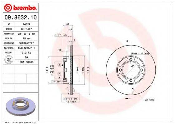 Тормозной диск BS 8447 BRECO