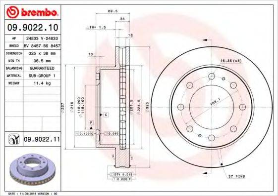 Тормозной диск 09.9022.11 BREMBO