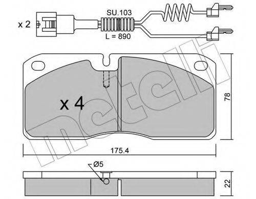 Комплект тормозных колодок, дисковый тормоз 22-0269-3K METELLI