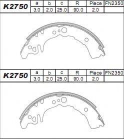 Комплект тормозных колодок K2750 ASIMCO