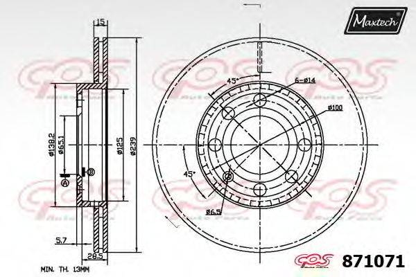 Тормозной диск 871071.6980 MAXTECH