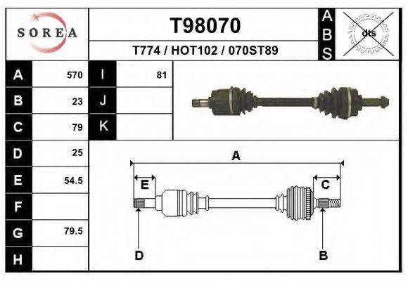 Приводной вал T98070 EAI