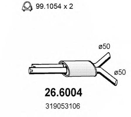 Средний глушитель выхлопных газов 26.6004 ASSO