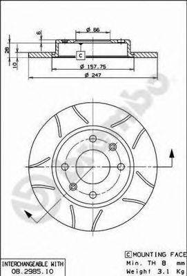 Тормозной диск 08.2985.75 BREMBO