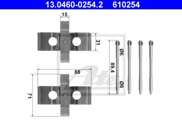Комплектующие, колодки дискового тормоза 13.0460-0254.2 ATE