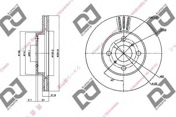 BD1449 DJ PARTS Тормозной диск BD1449 DJ PARTS